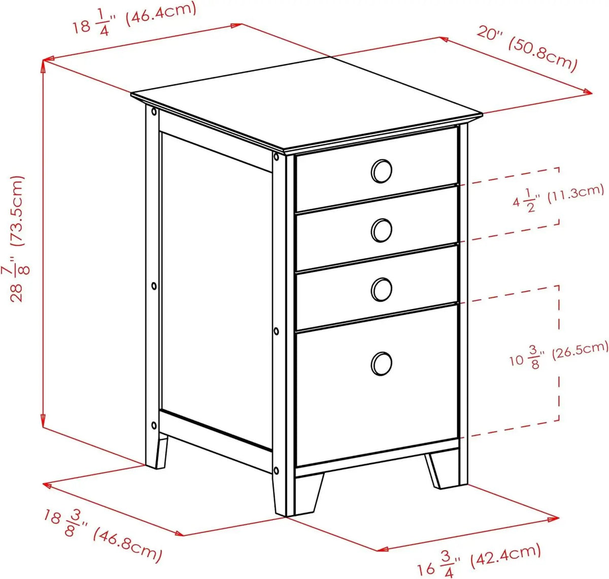 Studio File Cabinet Honey Finish With Three Drawers from PriceLows™