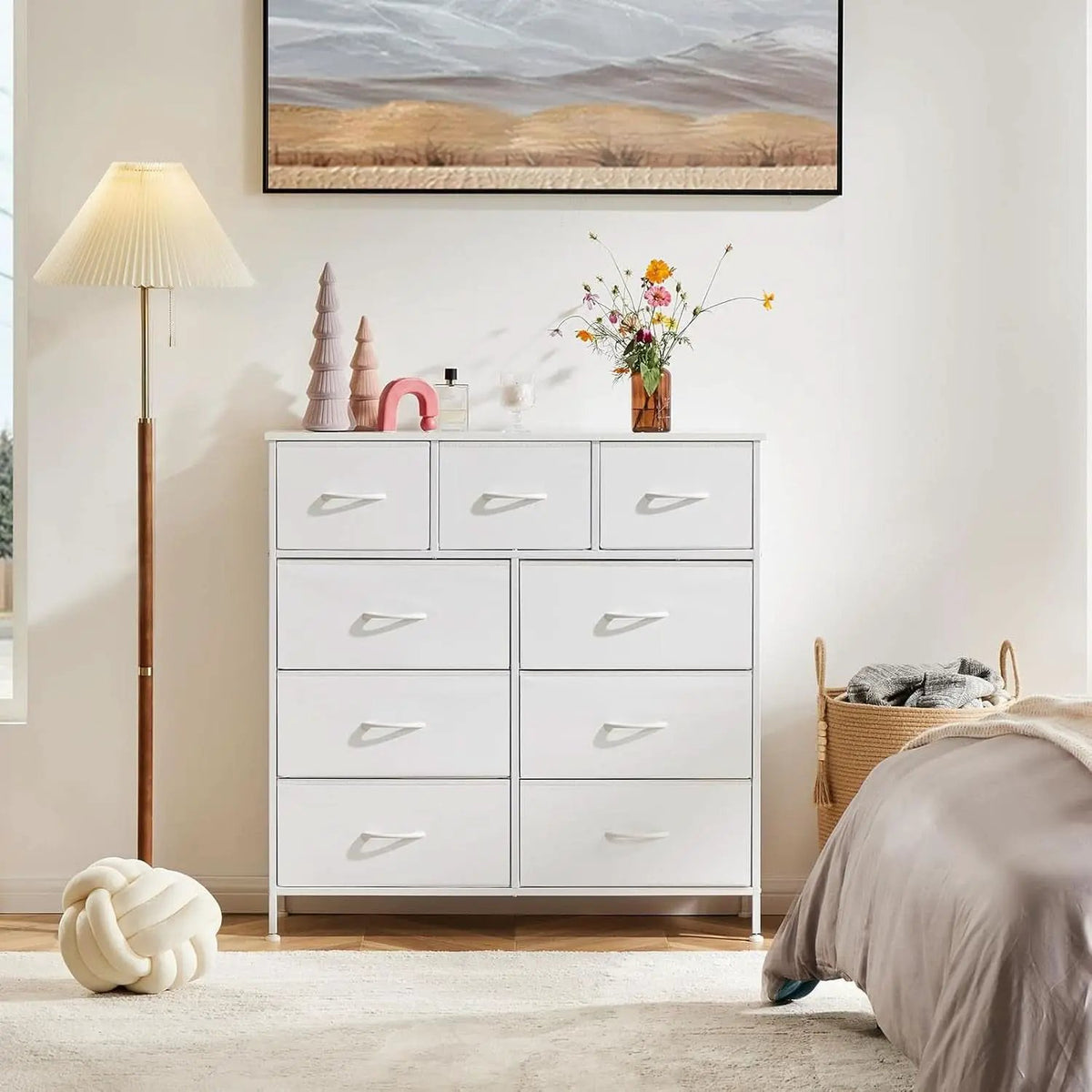 Sturdy Nine Drawer Dresser With Wood Top And Steel Frame from PriceLows™