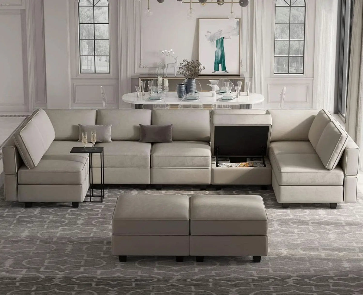 Stylish Modular Sectional Sofa with Reversible Chaise from PriceLows™