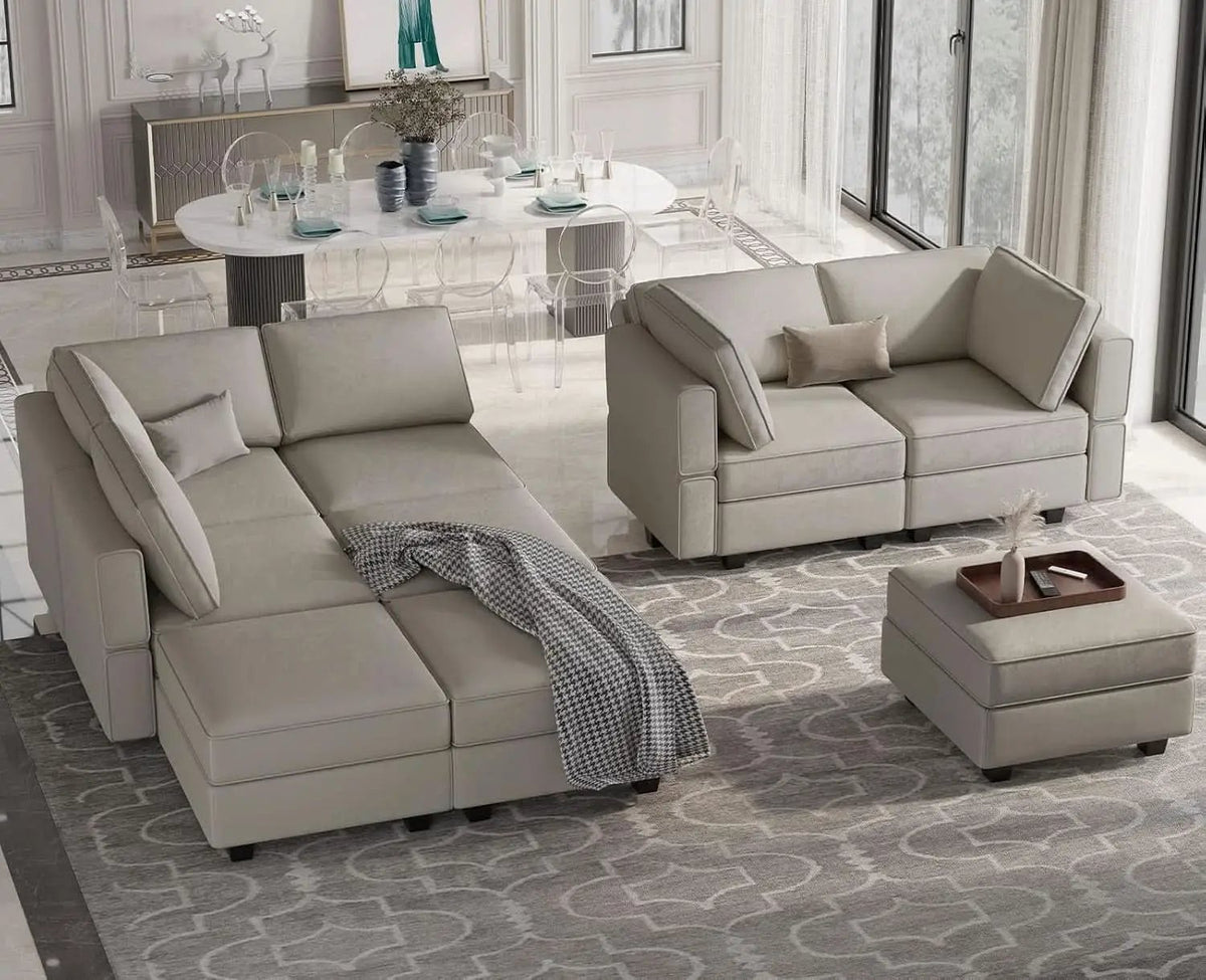 Stylish Modular Sectional Sofa with Reversible Chaise from PriceLows™