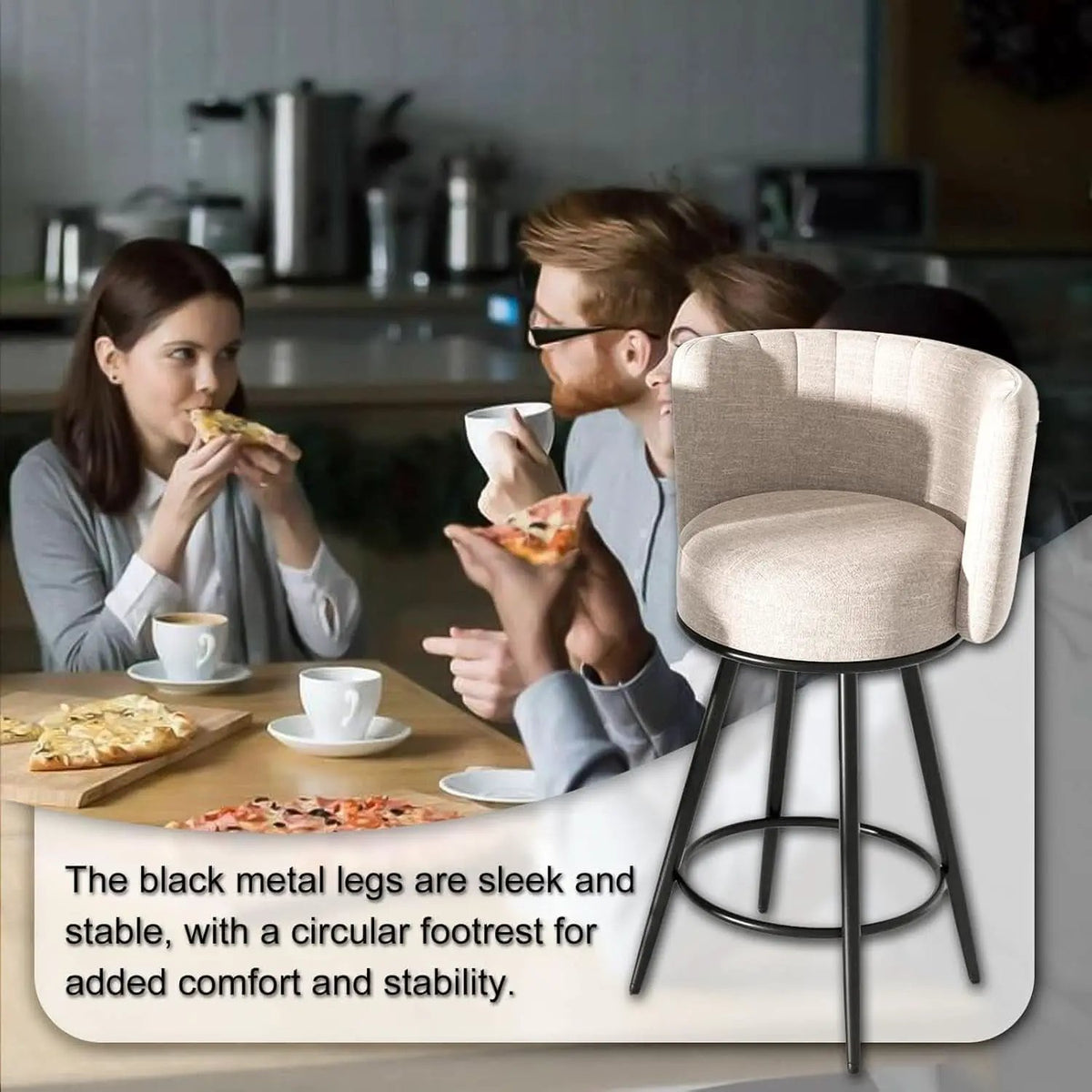 Stylish Swivel Bar Stools Set of Two Beige from PriceLows™