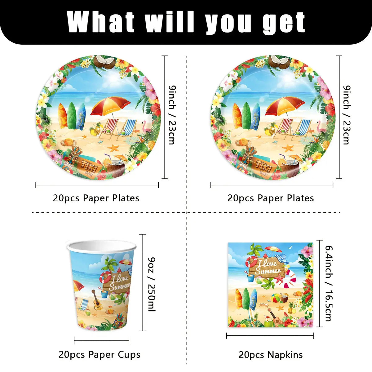 Summer Beach Tableware Set | Disposable Party Kit | PriceLows