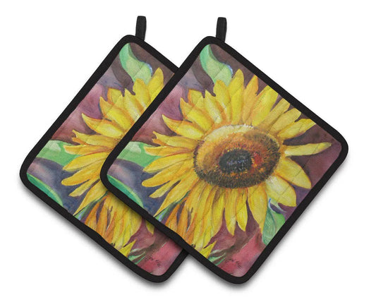 Pot Holder Set of 2 | Heat Resistant Quilted Hot Pads | 7.5 x 7.5 Inch | Sunflowers (Style 4)