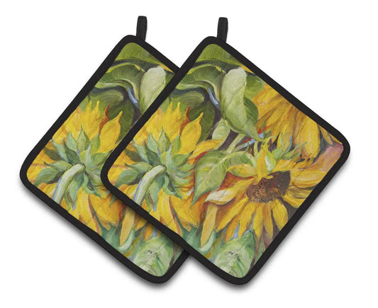 Pot Holder Set of 2 | Heat Resistant Quilted Hot Pads | 7.5 x 7.5 Inch | Sunflowers (Style 5)
