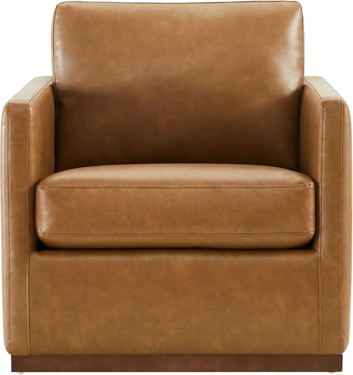 Swivel Accent Chair FauxLeather SaddleBrown Armchair LivingRoom from PriceLows™