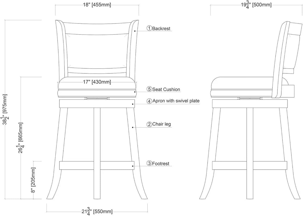 Swivel Bar Stool 29 Inch Cappuccino Faux Leather Upholstery from PriceLows™