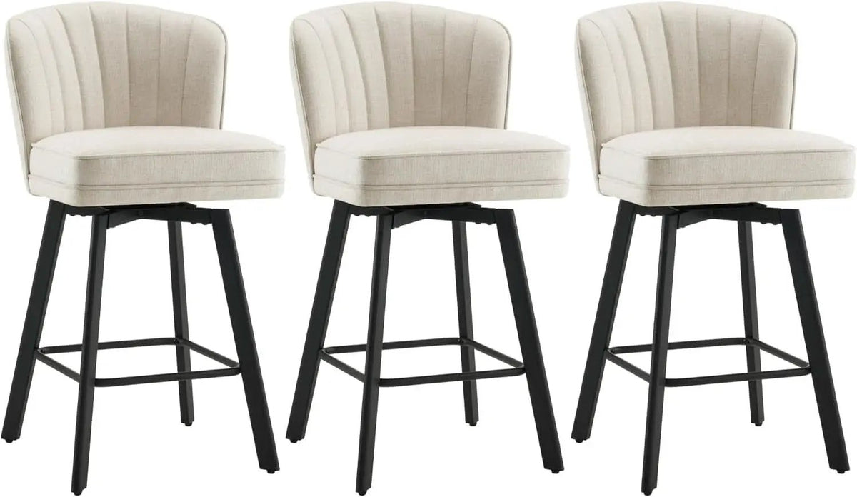 Swivel Counter Height Bar Stools Set Of 3 26 Inch Beige from PriceLows™