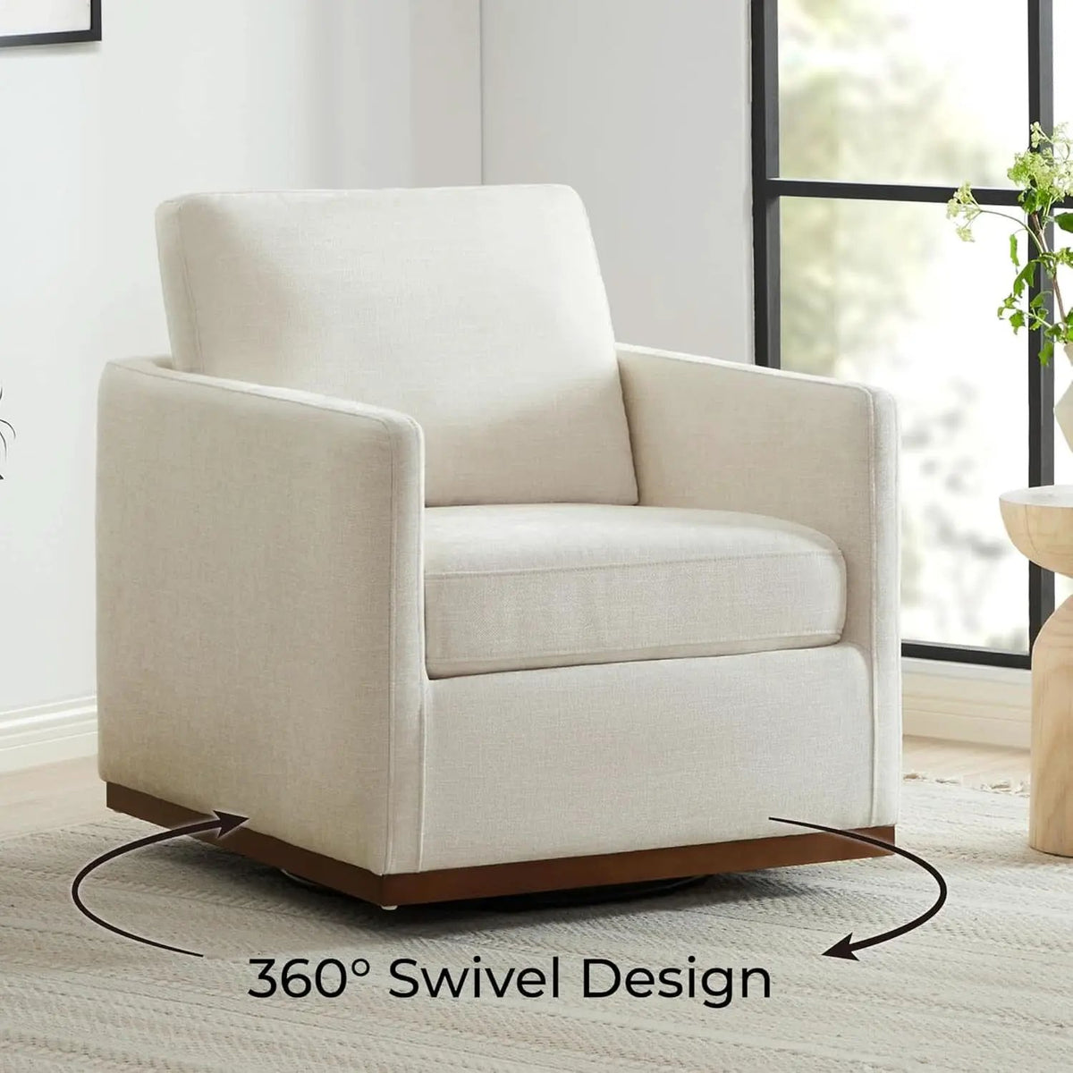 Swivel Linen Accent Armchair Mid Century Modern 360 Swivel from PriceLows™