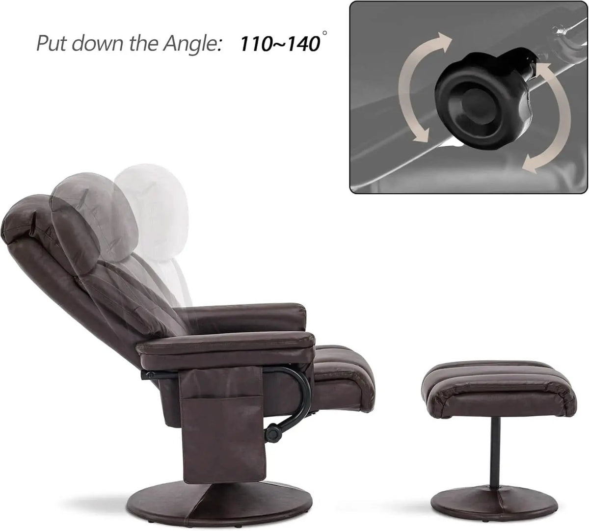 Swivel Recliner With Ottoman Massage Dark Brown Chair from PriceLows™