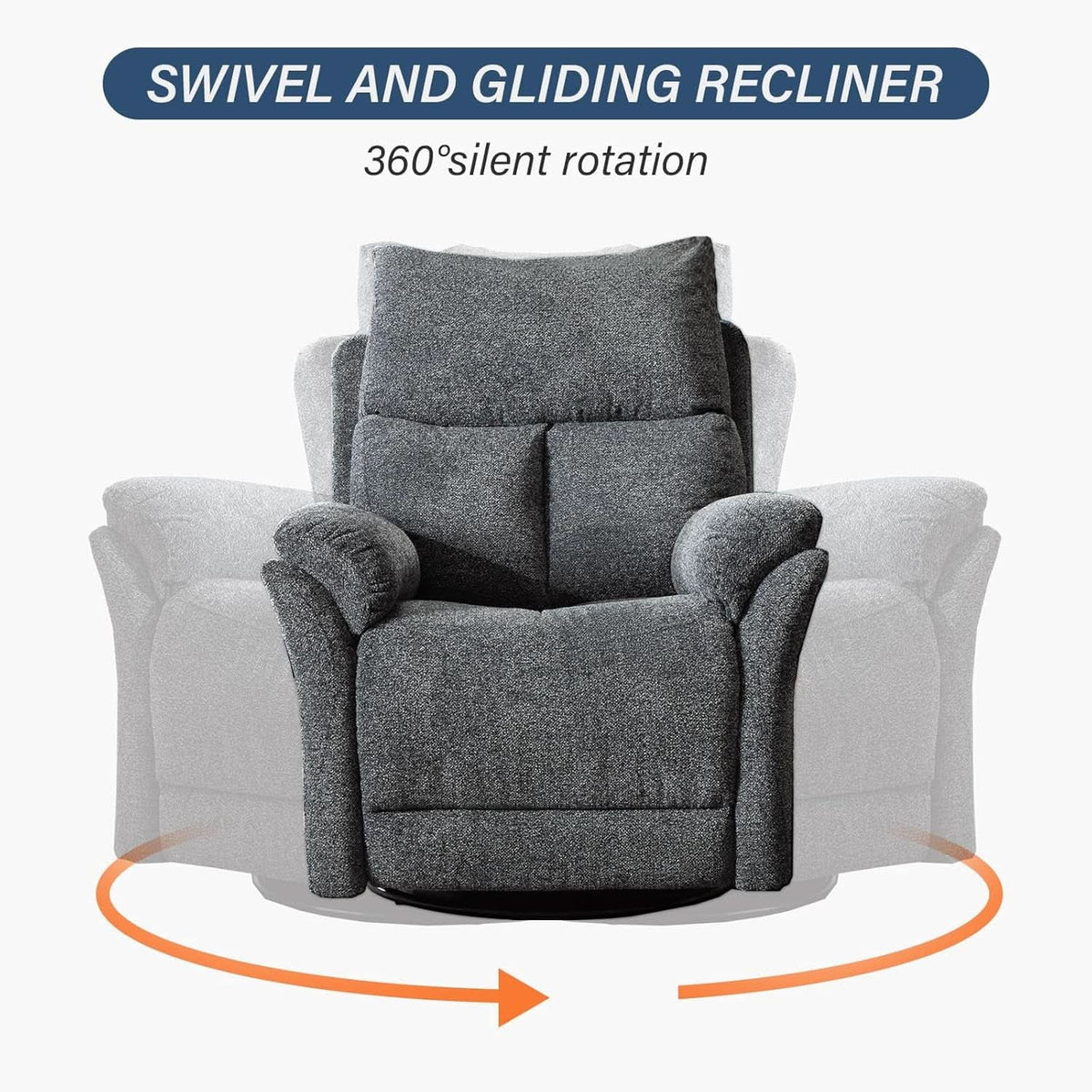 Swivel Rocker Recliner Chair Gray Fabric For Small Spaces from PriceLows™