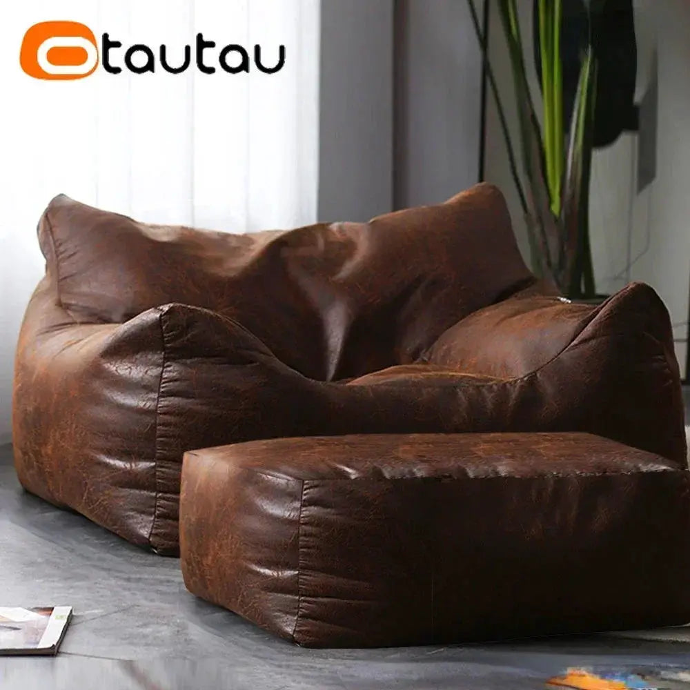 Synthetic Leather Pouf | Dense Fiber Fill | PriceLows™