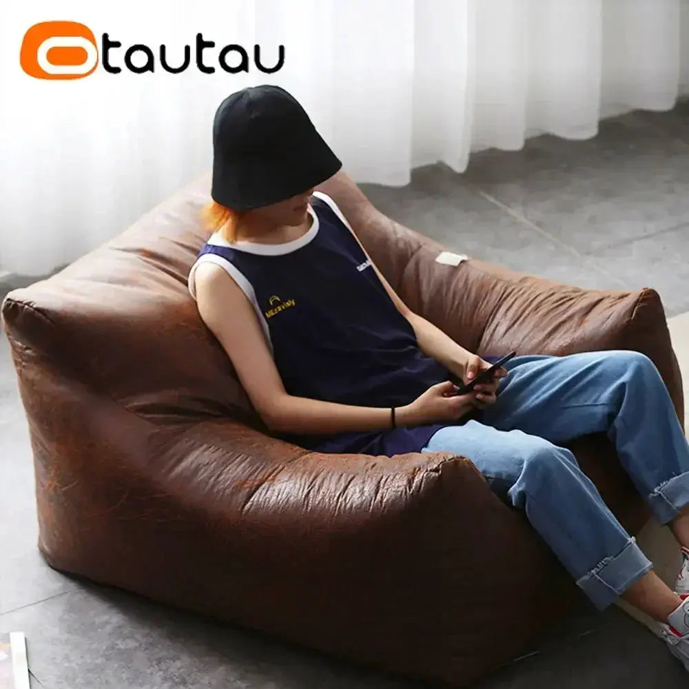 Synthetic Leather Pouf | Dense Fiber Fill | PriceLows™
