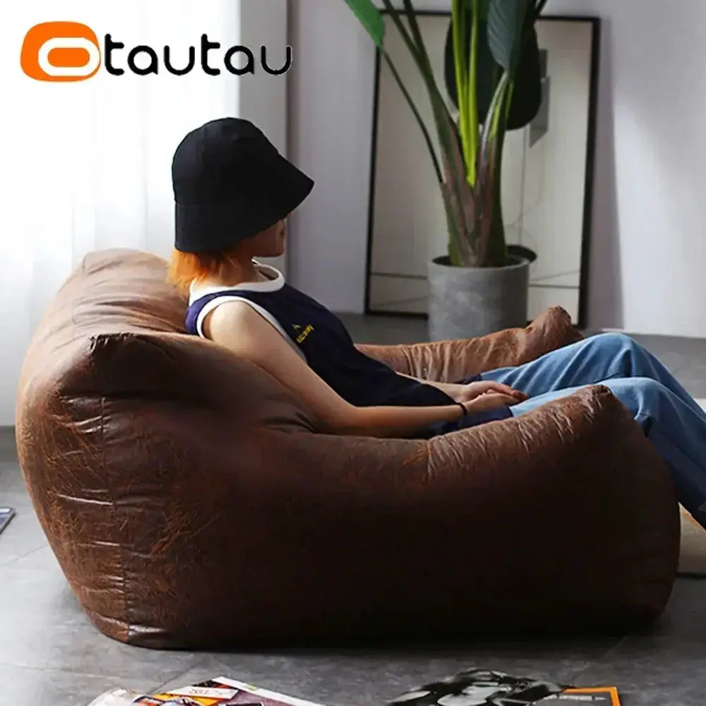 Synthetic Leather Pouf | Dense Fiber Fill | PriceLows™