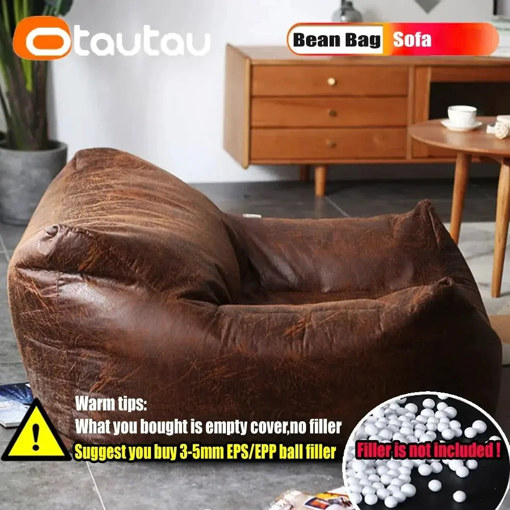 Synthetic Leather Pouf | Dense Fiber Fill | PriceLows™