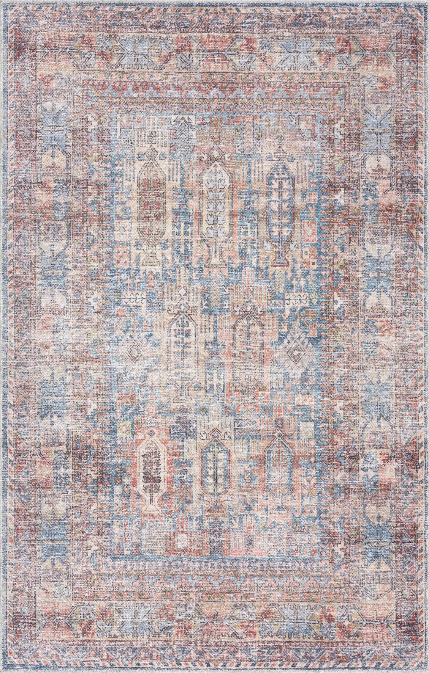 Burnt Orange Holi-2300 Washable Area Rug from PriceLows™