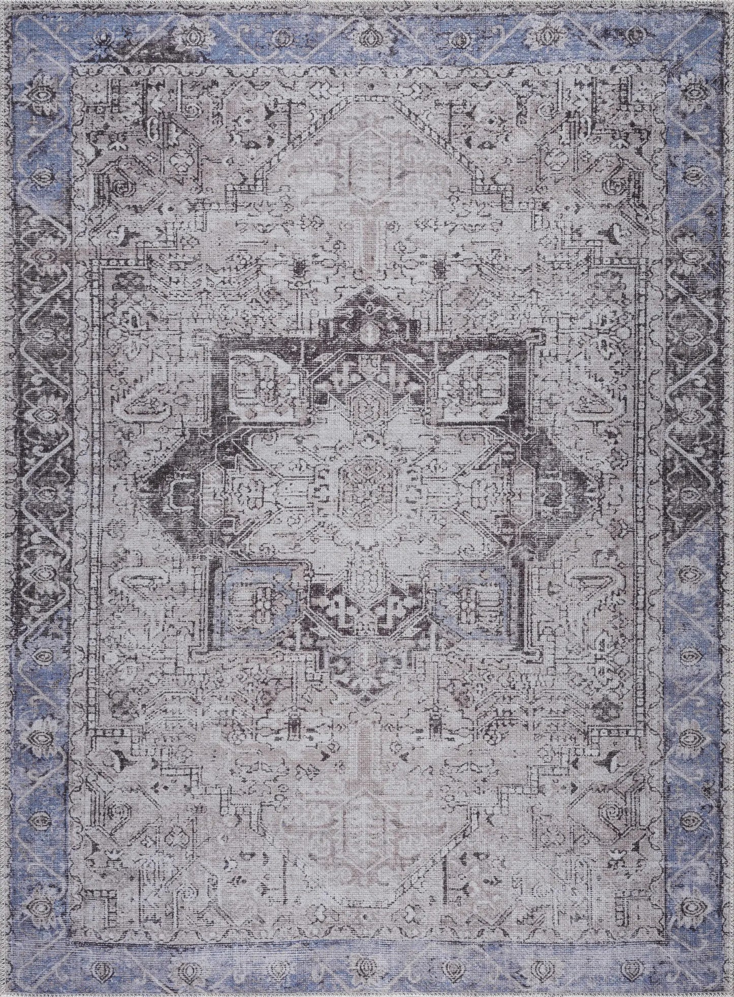 Rosman Blue&Beige Washable Area Rug from PriceLows™