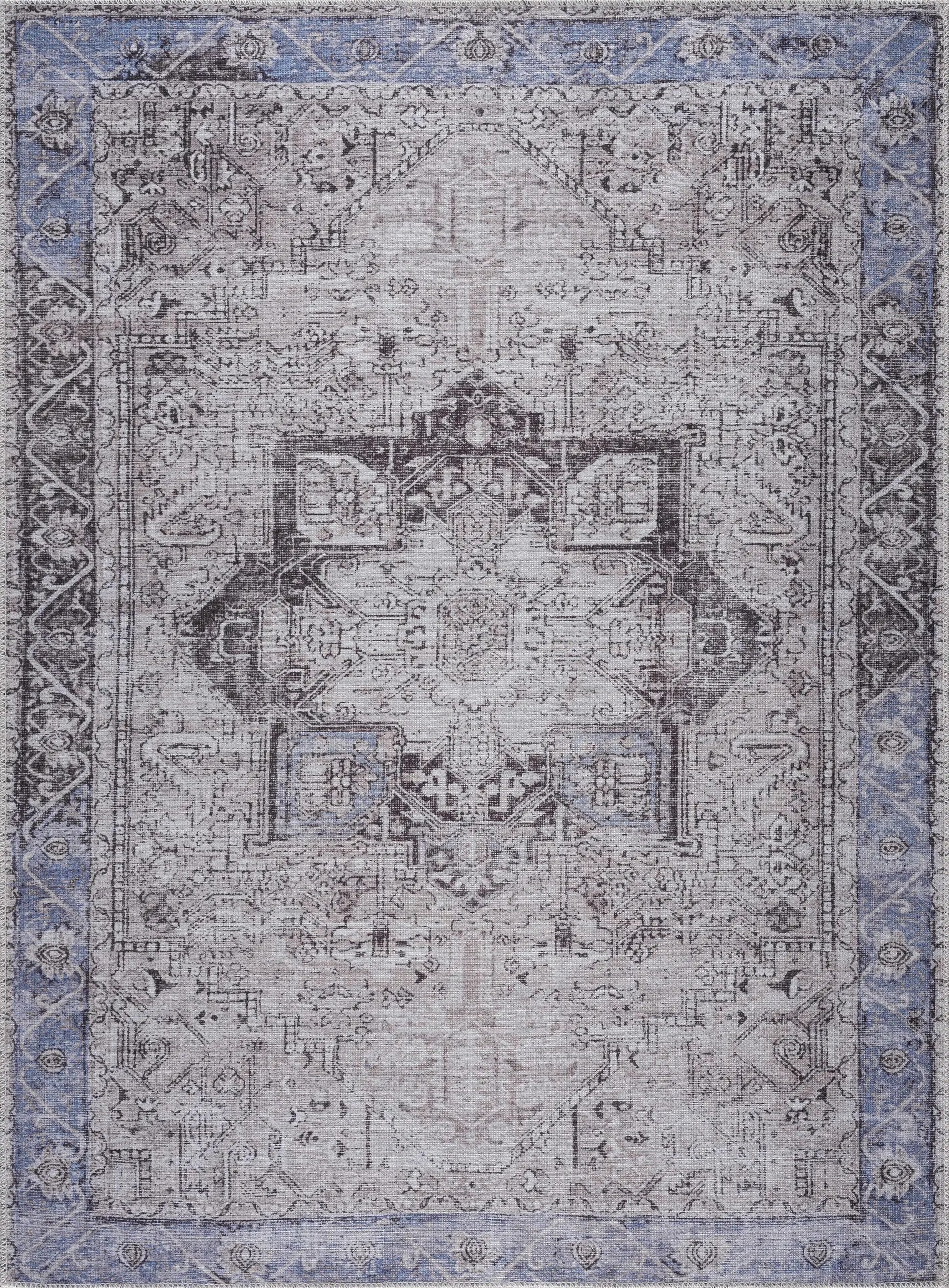 Rosman Blue&Beige Washable Area Rug from PriceLows™