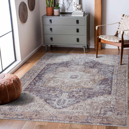 Beige Rosman Washable Area Rug from PriceLows™