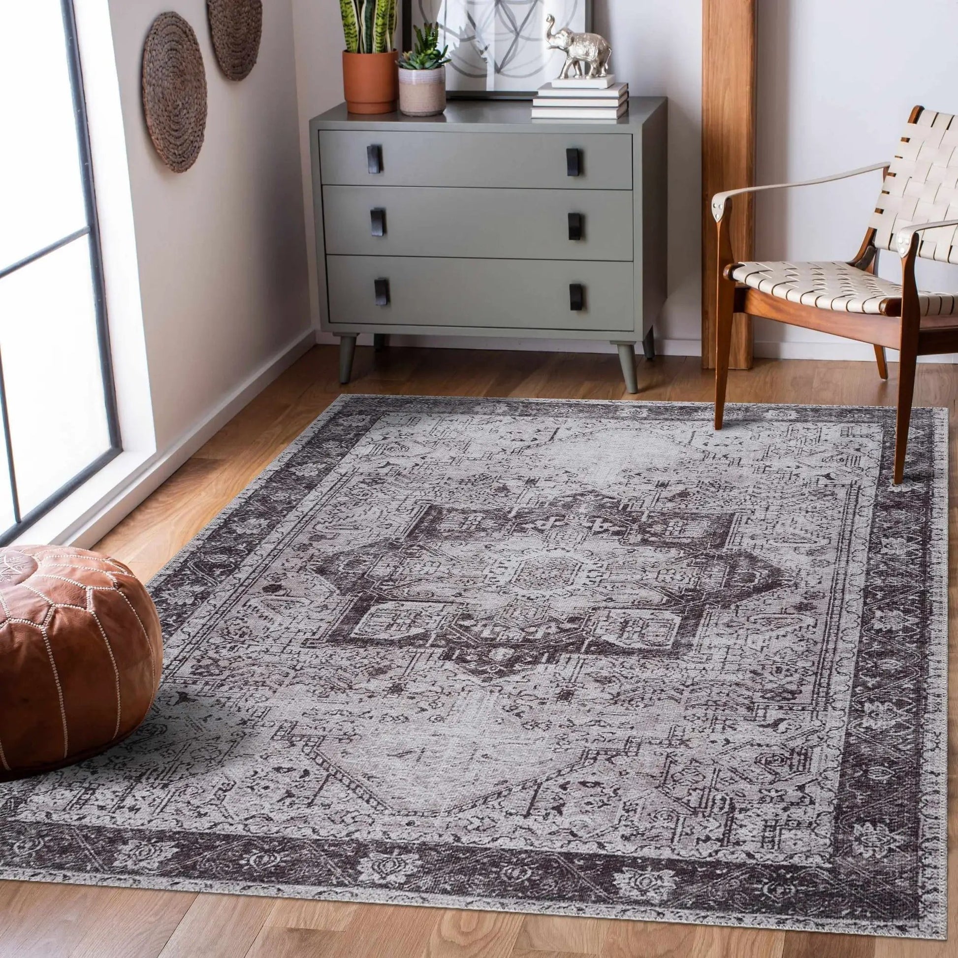 Rosman Gray Washable Area Rug from PriceLows™