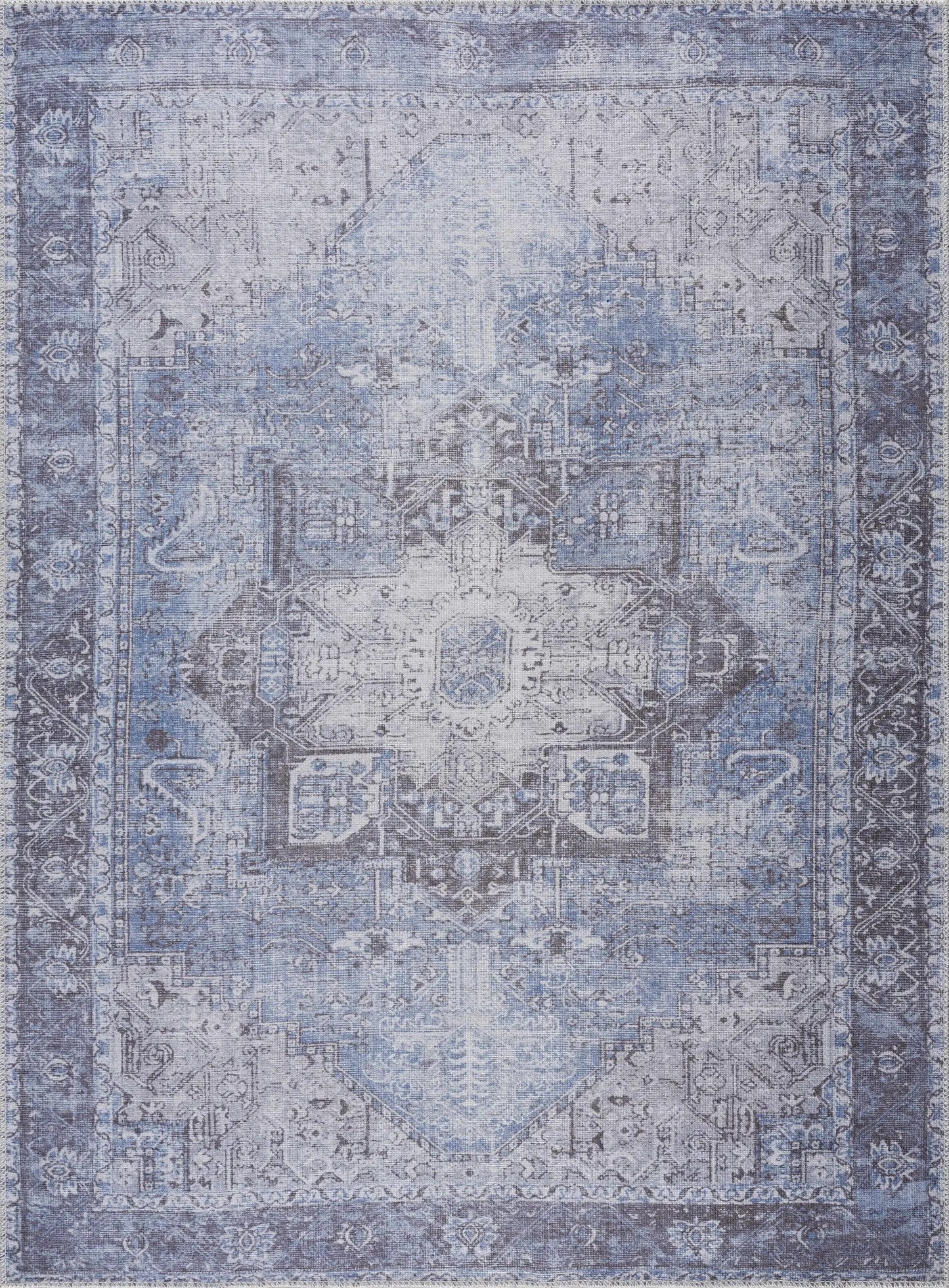 Rosman Blue Washable Area Rug from PriceLows™