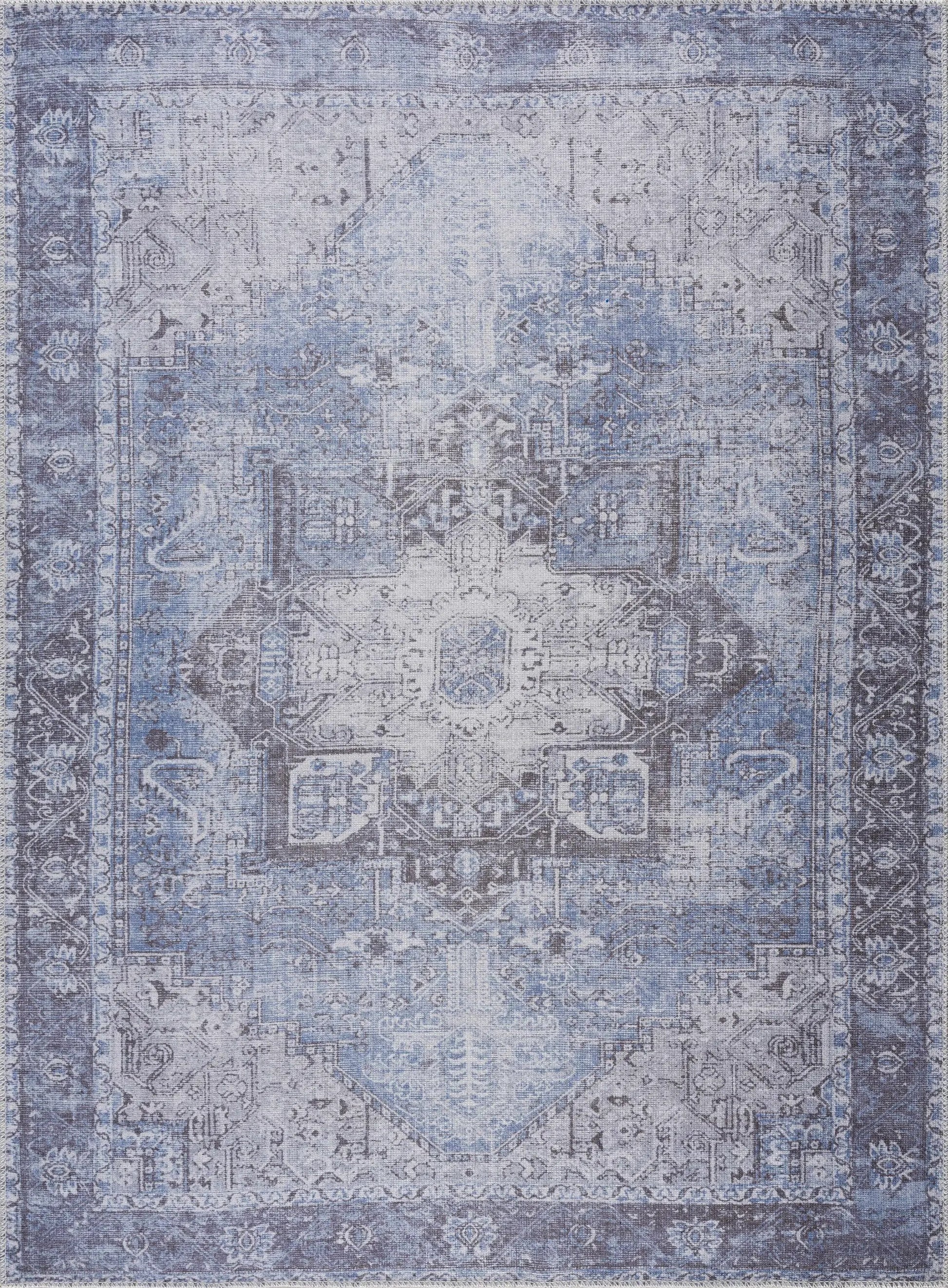 Rosman Blue Washable Area Rug from PriceLows™