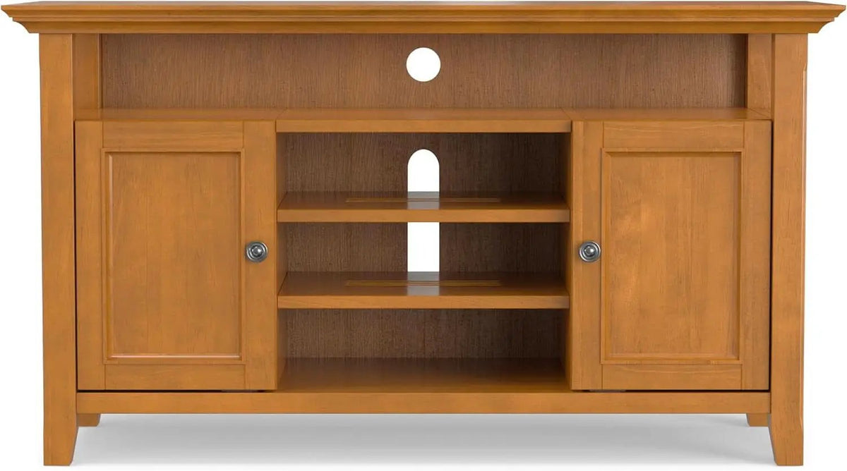 TV Media Stand 54 Inch Wide Golden Brown Cabinet Storage from PriceLows™