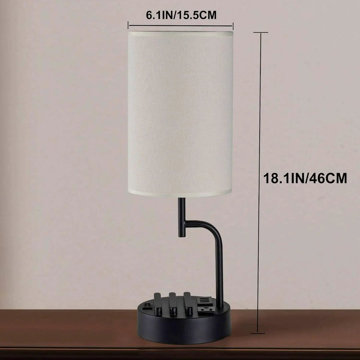 Table Lamp With 3 USB Ports And AC Outlet For Bedroom from PriceLows™