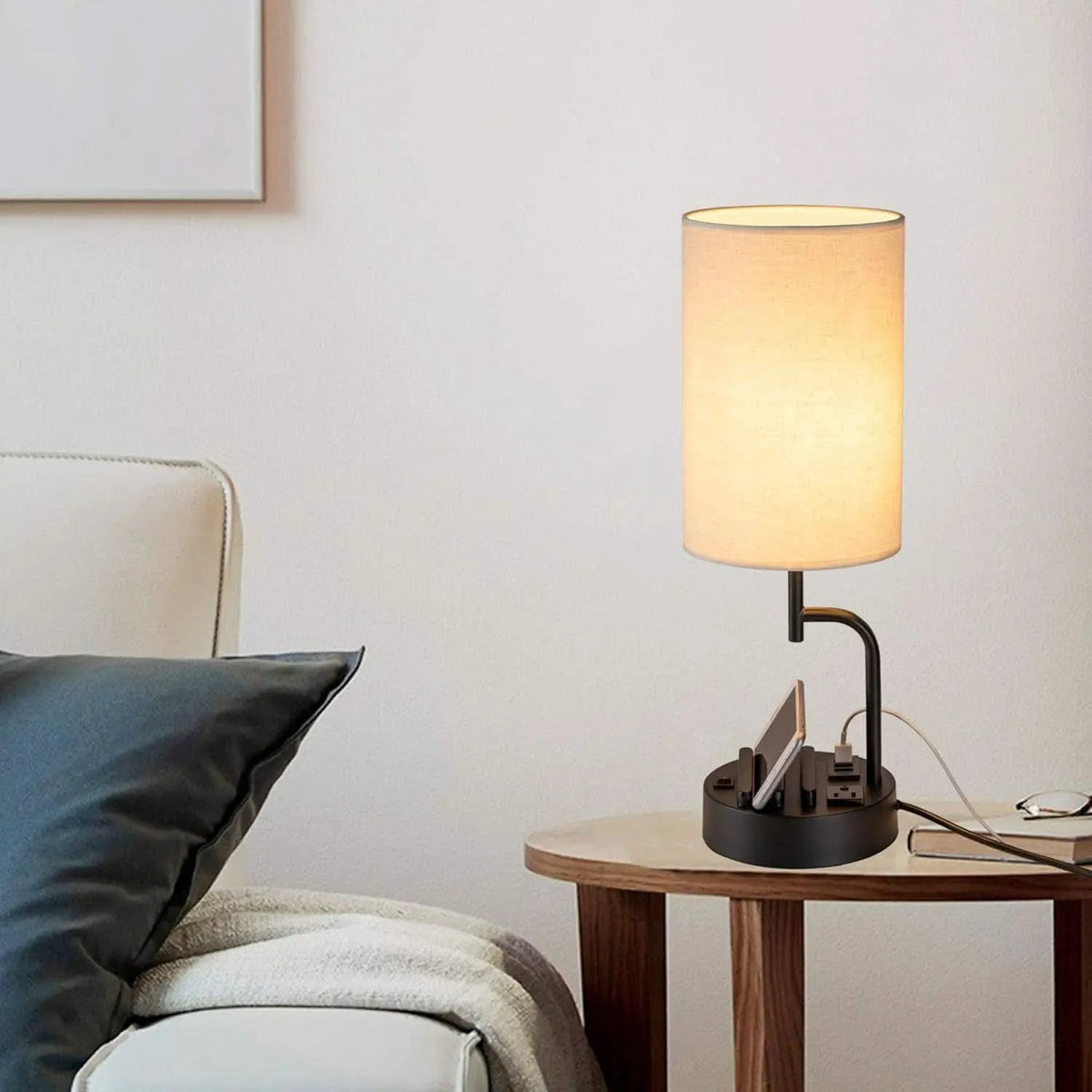 Table Lamp With 3 USB Ports And AC Outlet For Bedroom from PriceLows™