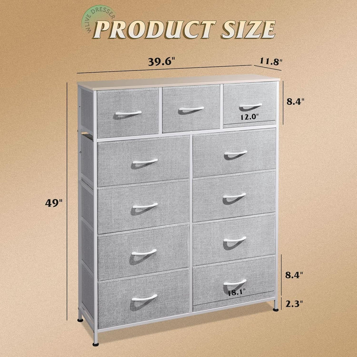 Tall Fabric Dresser Storage Tower With 11 Deep Drawers from PriceLows™