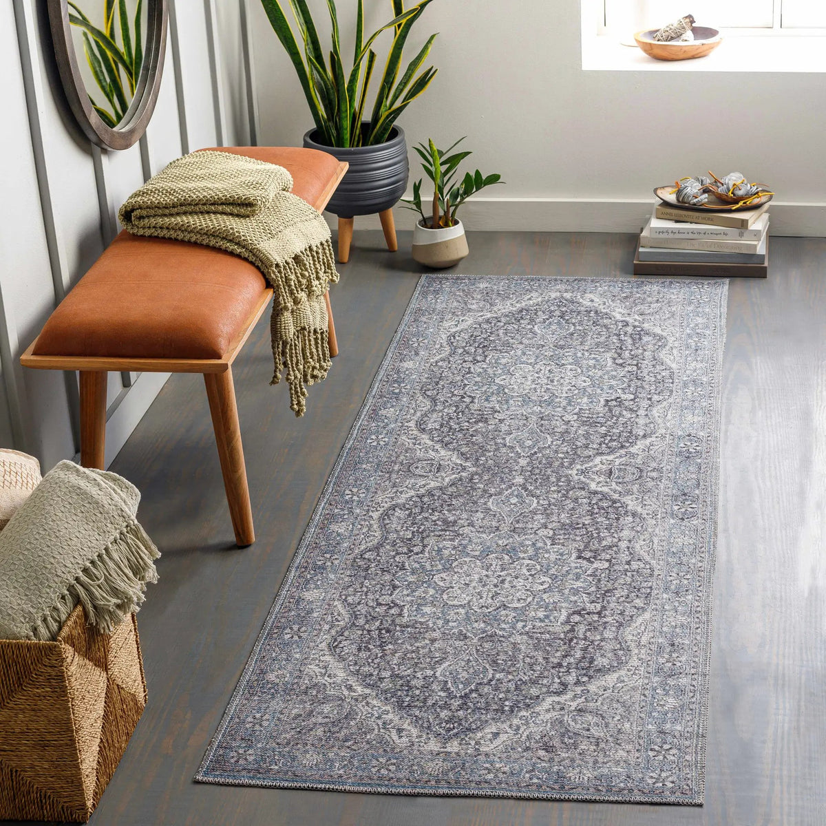 Tavas Blue Medallion Washable Rug from PriceLows™
