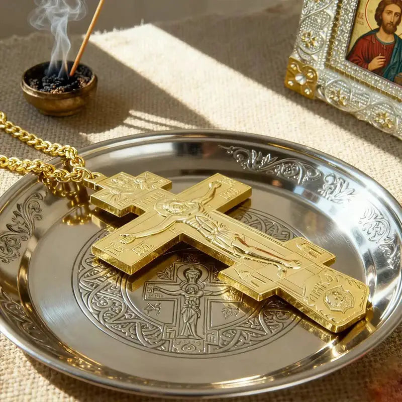 Three Bar Cross Necklace | Gold Plated | PriceLows™