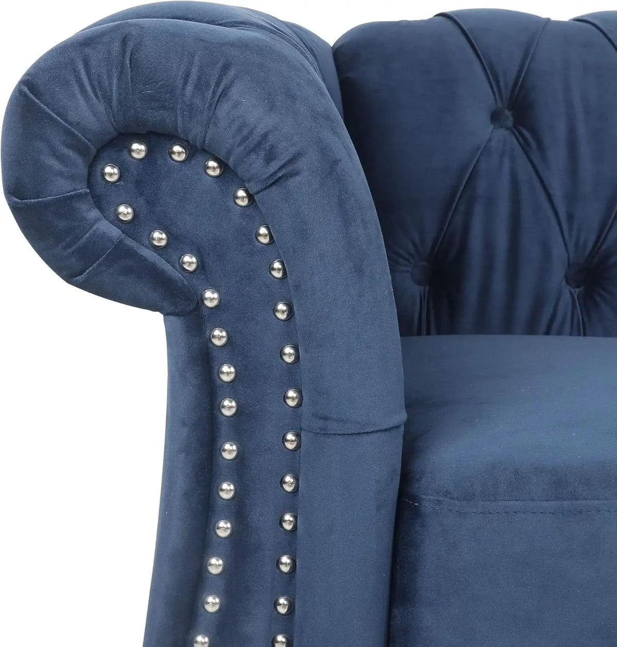 Three Piece Blue Velvet Chesterfield Sofa Set With Club Chair And Loveseat For Living Room from PriceLows™