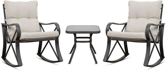 Three Piece Outdoor Bistro Set with Rocking Chairs from PriceLows™