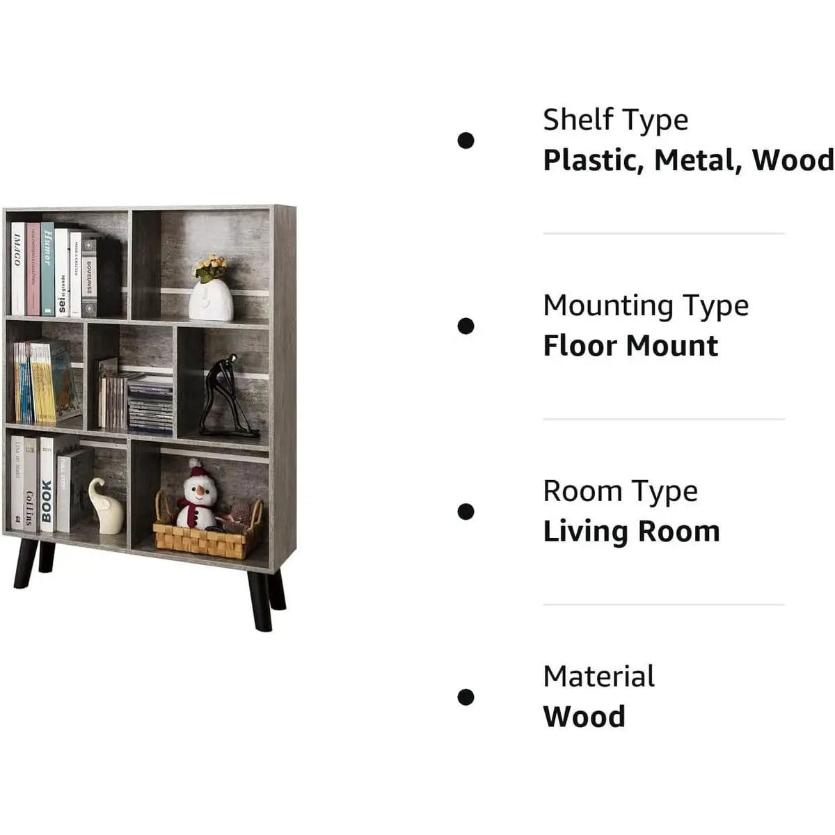 Three Tier Grey Bookshelf For Small Spaces With Crisscross from PriceLows™