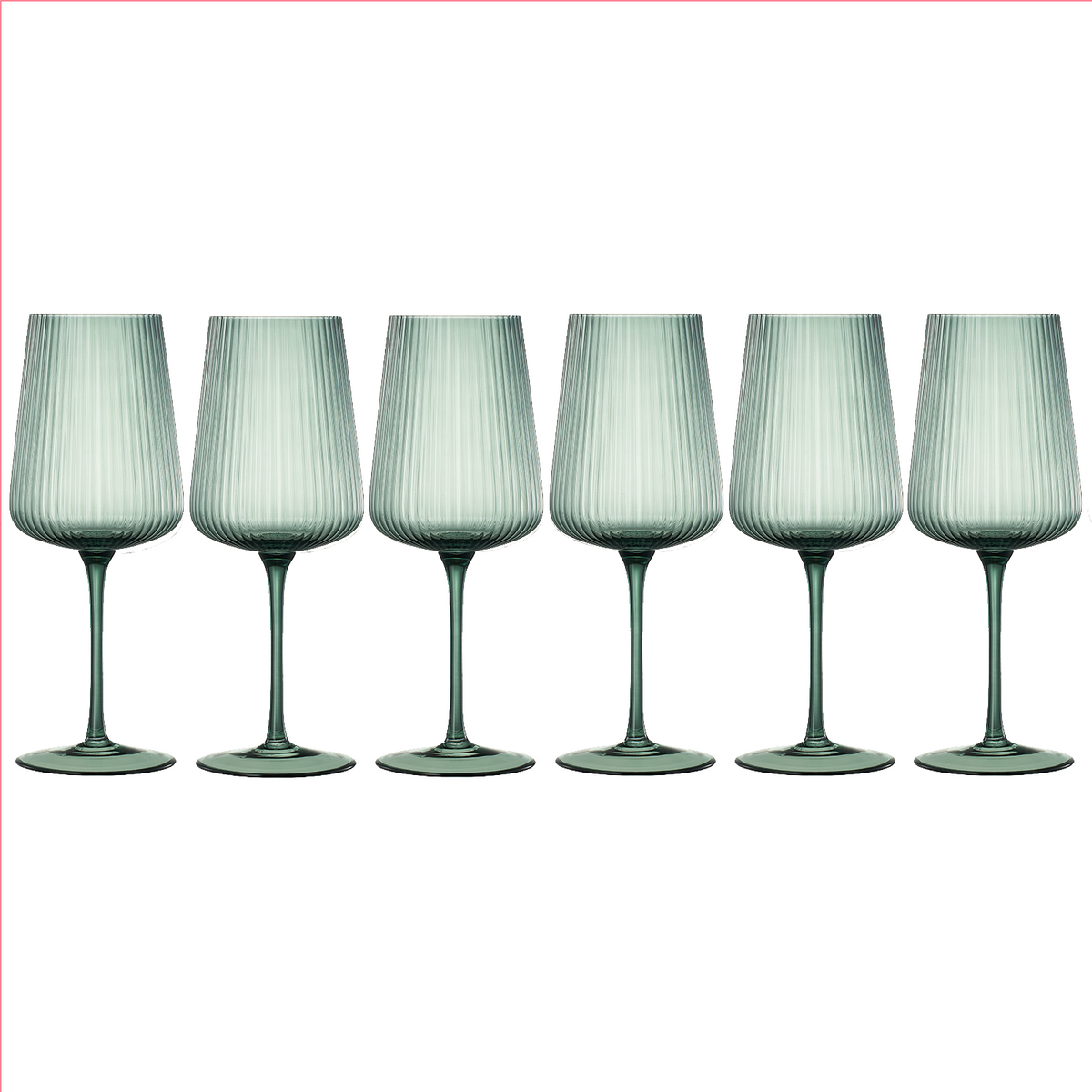Tonal Ribbed Stemmed Wine Glassware, Set of 6 from PriceLows™