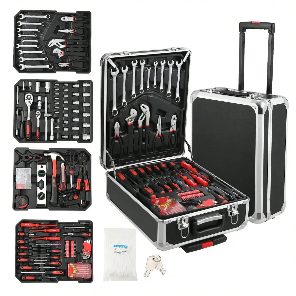 800 Piece Tool Sets For Men, Tool Box With Tools, Tool Kit With Rolling Tool Box, Complete Tool Box Set, Household Tool Set, Aluminum Trolley Case Tool Sets, Gift On Father's Day from PriceLows™