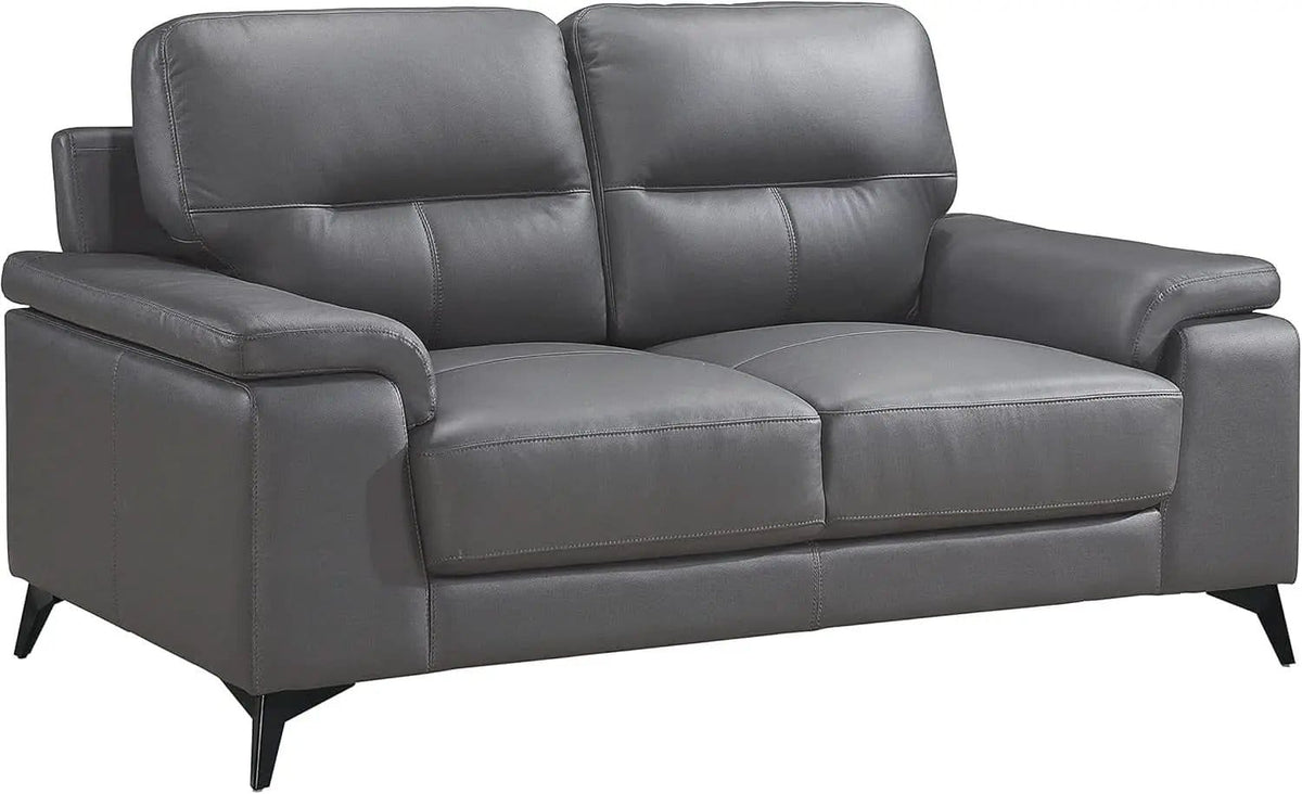 Top Grain Leather Two Piece Living Room Sofa Set Dark Gray from PriceLows™