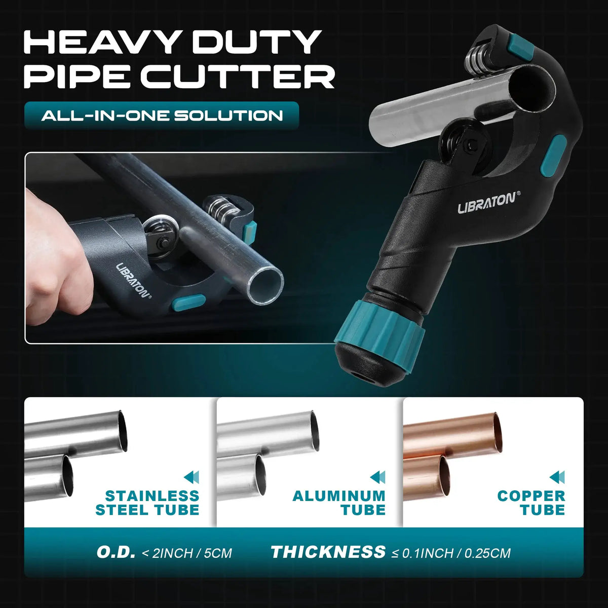 LIBRATON 5PCS Tube Cutting Set Heavy-Duty Copper Tube Cutters PEX Pipe Cutter Deburring Tool & Pipe Reamer for Copper, PEX, PVC from PriceLows™