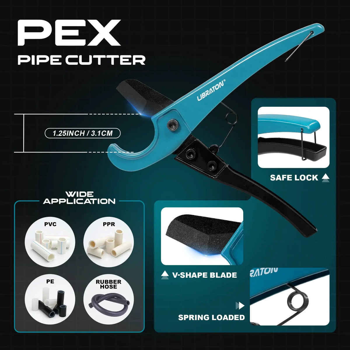 LIBRATON 5PCS Tube Cutting Set Heavy-Duty Copper Tube Cutters PEX Pipe Cutter Deburring Tool & Pipe Reamer for Copper, PEX, PVC from PriceLows™