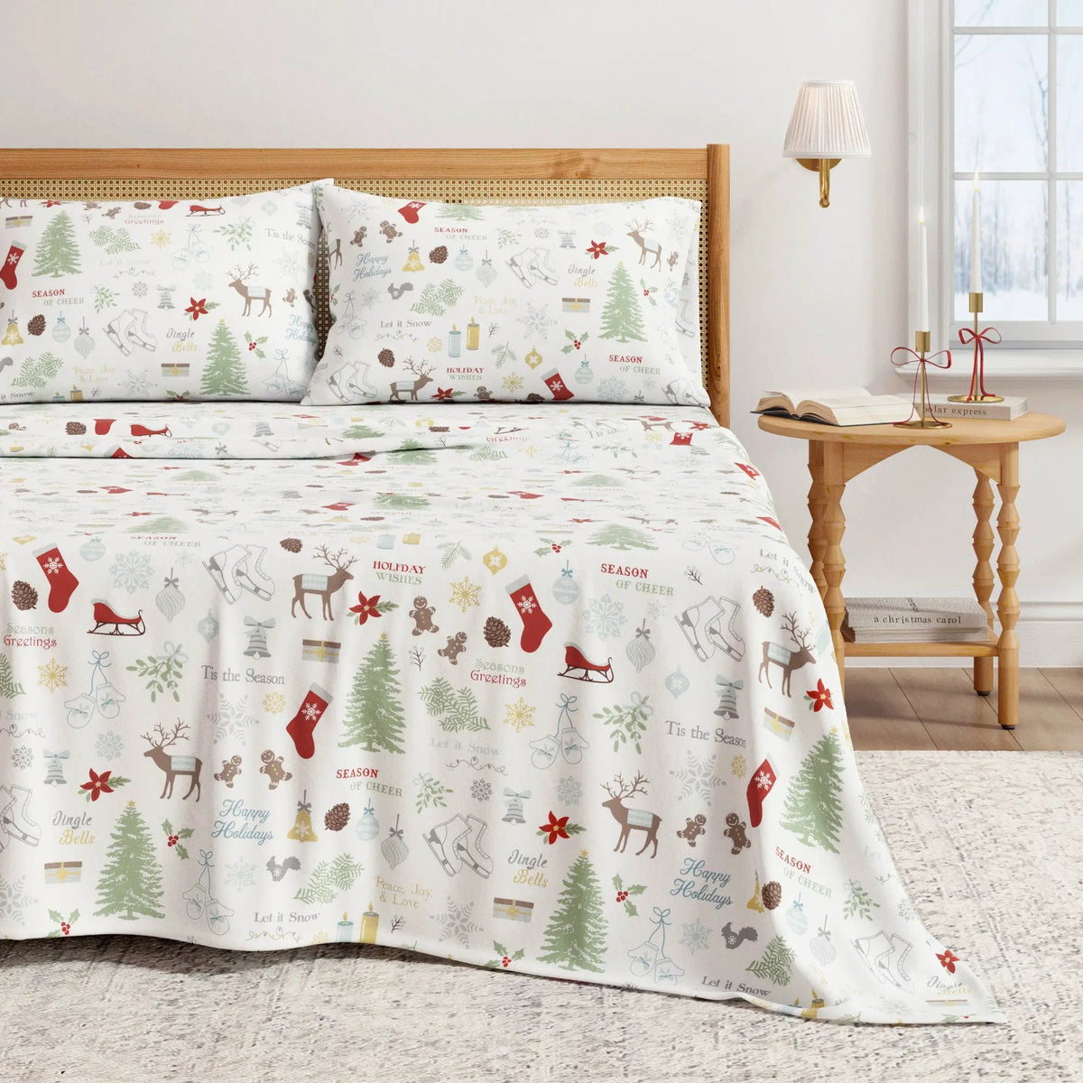 Turkish Cotton Christmas Flannel Sheet Set - Whittaker Collection from PriceLows™