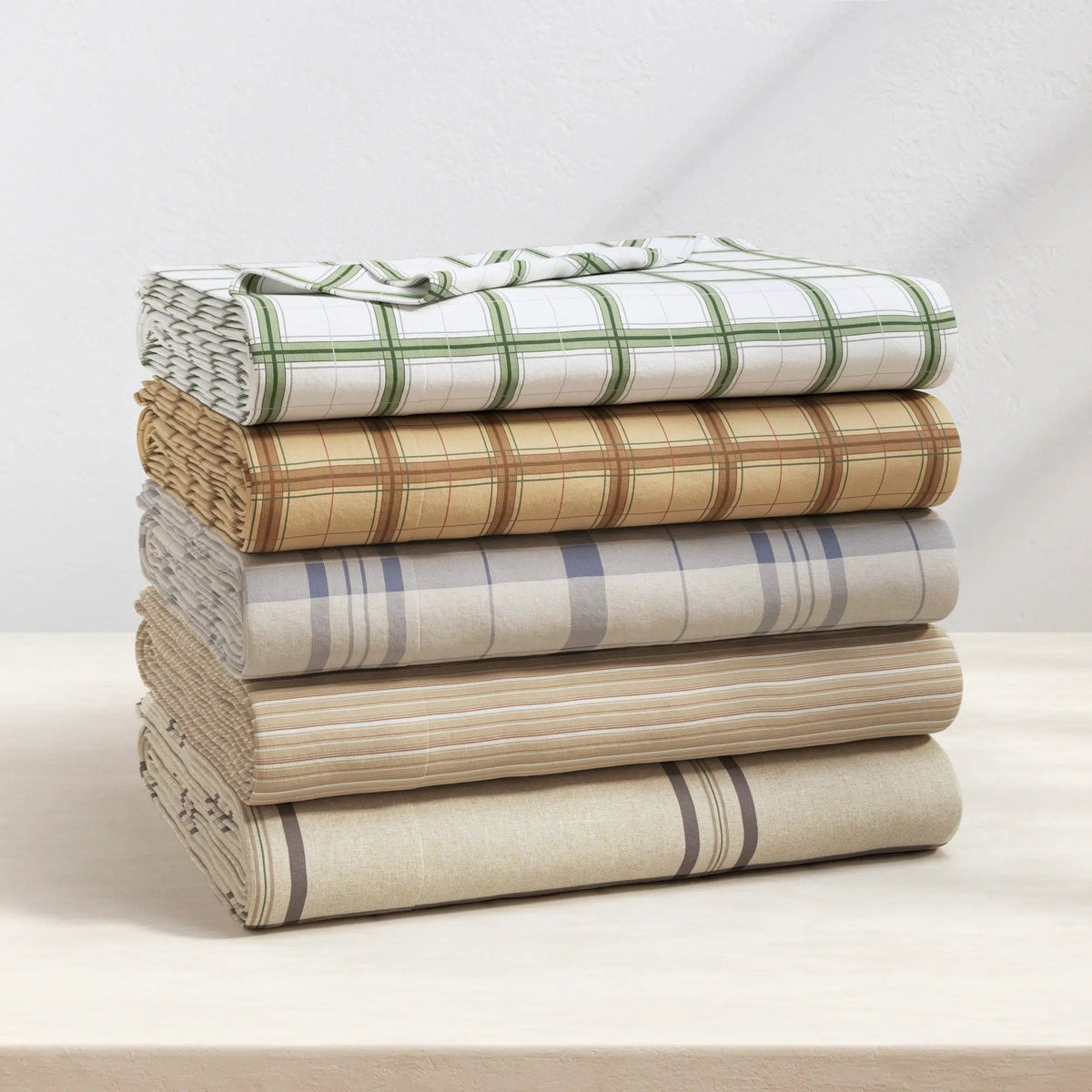 Turkish Cotton Flannel Sheet Set - Plaid & Stripe Collection from PriceLows™