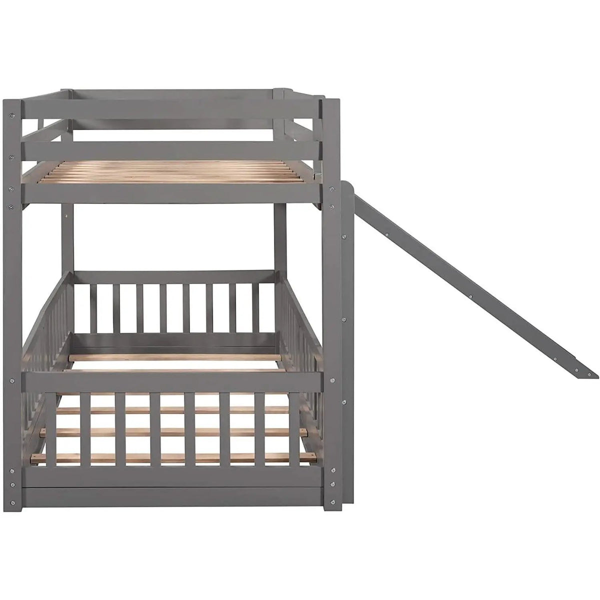 Twin Metal Bunk Bed Frame Black With Convertible Ladder from PriceLows™