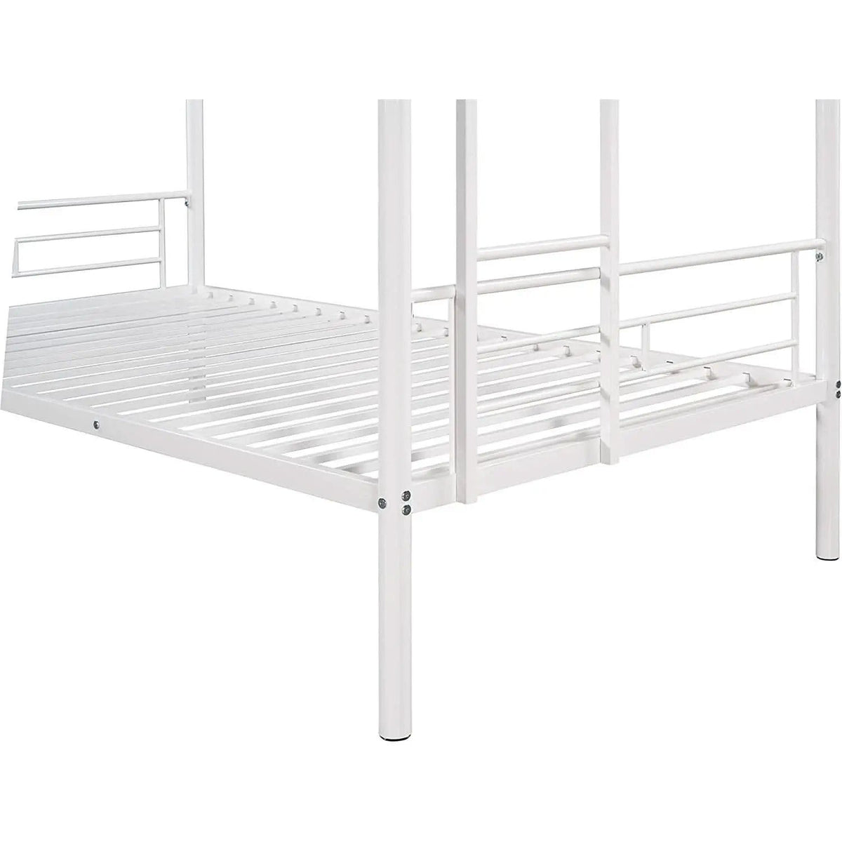 Twin Over Twin Metal Bunk Bed With 2 Ladders White from PriceLows™