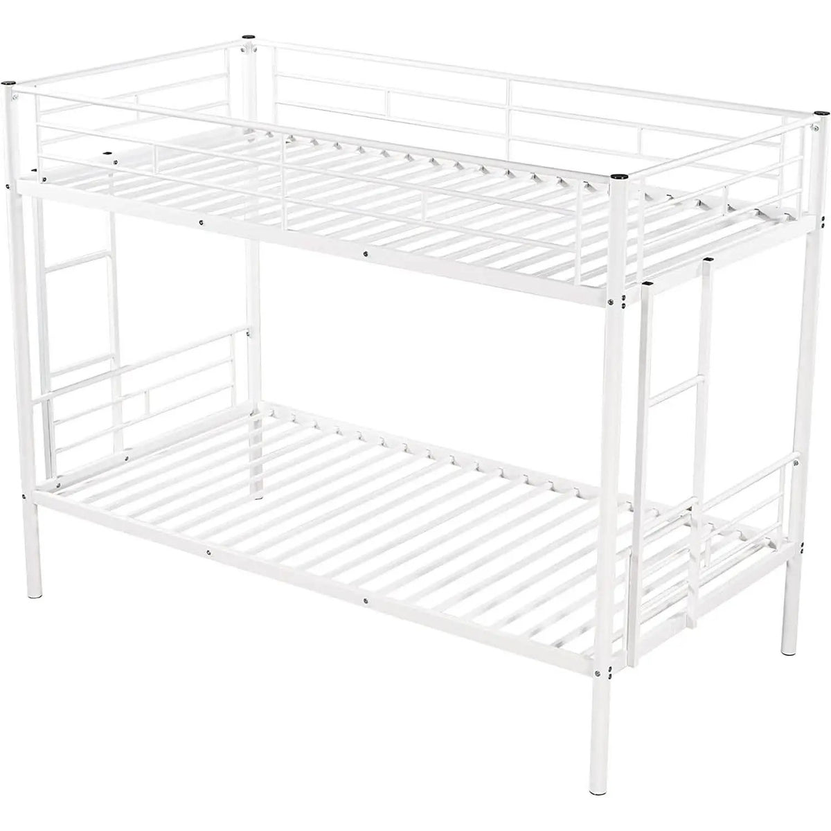 Twin Over Twin Metal Bunk Bed With 2 Ladders White from PriceLows™