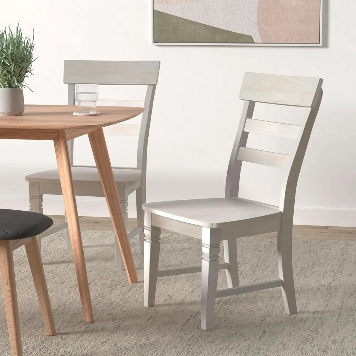 Two Java Dining Chairs Unfinished Parawood 225 Lb Capacity from PriceLows™