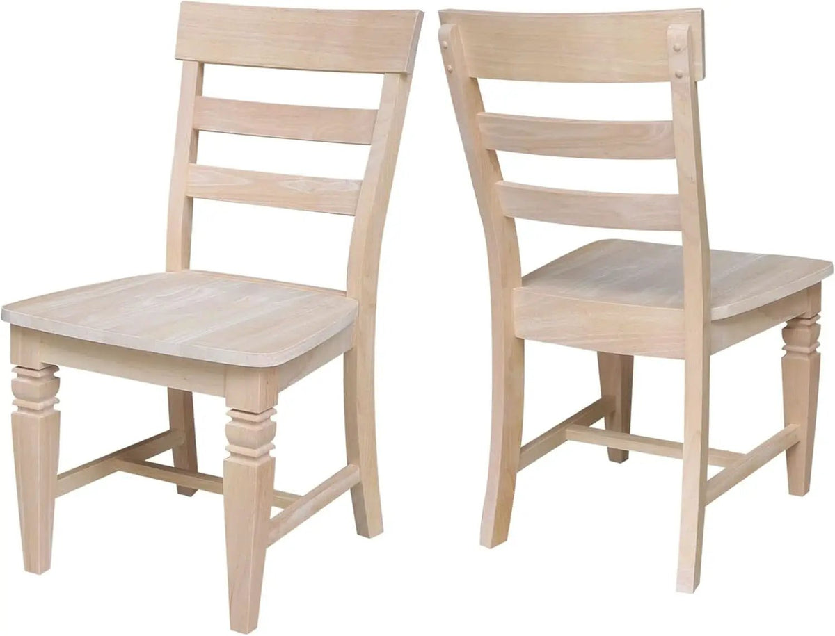 Two Java Dining Chairs Unfinished Parawood 225 Lb Capacity from PriceLows™