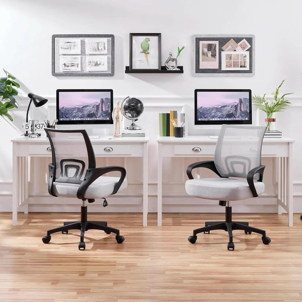 Two Pack Ergonomic Mesh Office Chairs With Lumbar Support And Adjustable Height Swivel Rolling Task Chairs Grey from PriceLows™