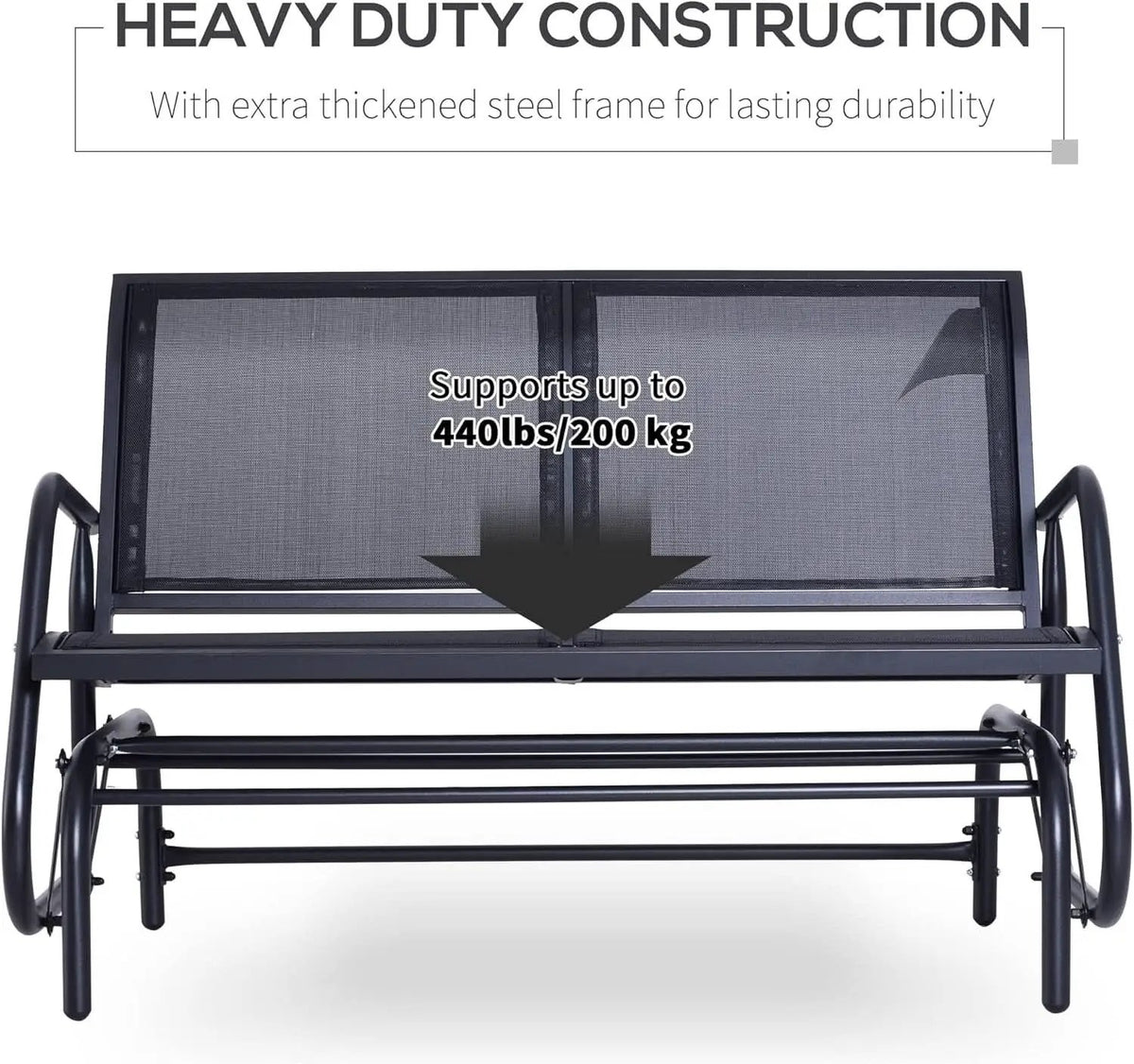 Two Person Outdoor Glider Bench with Steel Frame from PriceLows™