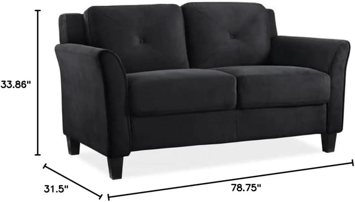 Two Piece Polyester Microfiber Upholstered Sofa Set With 78 Inch Wide Sofa And 56 Inch Wide Loveseat In Black from PriceLows™