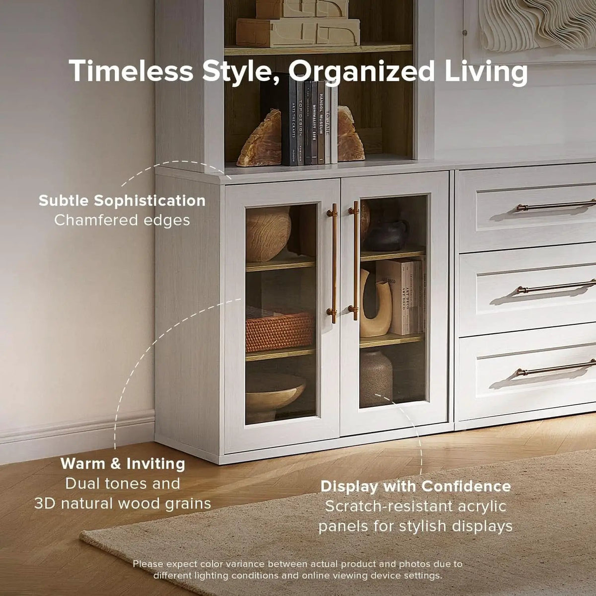 Two Tone Oakwood Acrylic Modular Buffet Cabinet Unit from PriceLows™